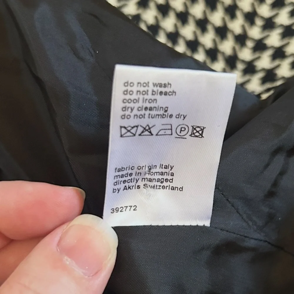 Akris Punto Belted Houndstooth Peplum Jacket Black White Zip-Up Luxury Size 10 - Picture 7 of 16
